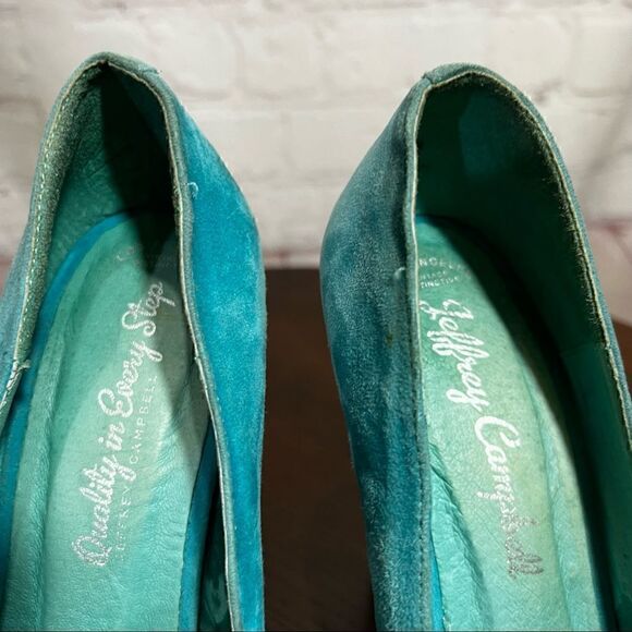 JEFFREY CAMPBELL blue suede heels.  Size 7 Vintage style GUC - Picture 6 of 11